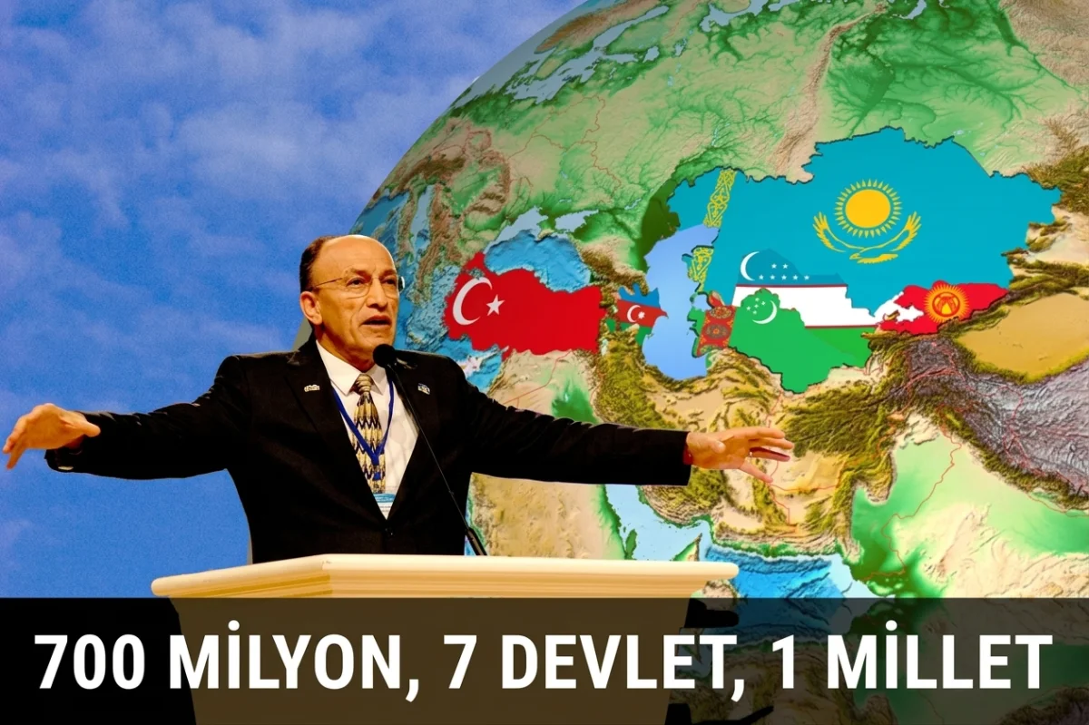 Sefer Özdemir, Türk dünyası haritası önünde konuşurken